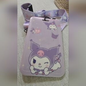 Sanrio Kuromi Card ID Holder With Lanyard Lavender NWOT